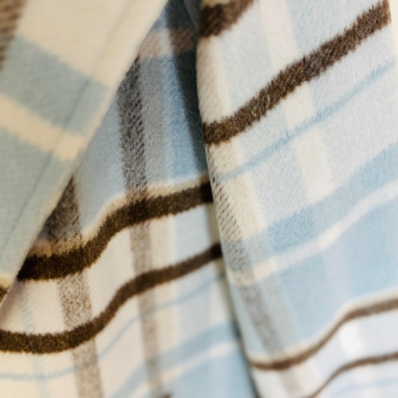 Fashion Nova Blue Plaid Long Coat Shacked style Jacket Sz Medium - Picture 10 of 12